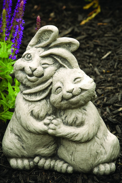 Double Trouble Rabbits Garden Statue Cement